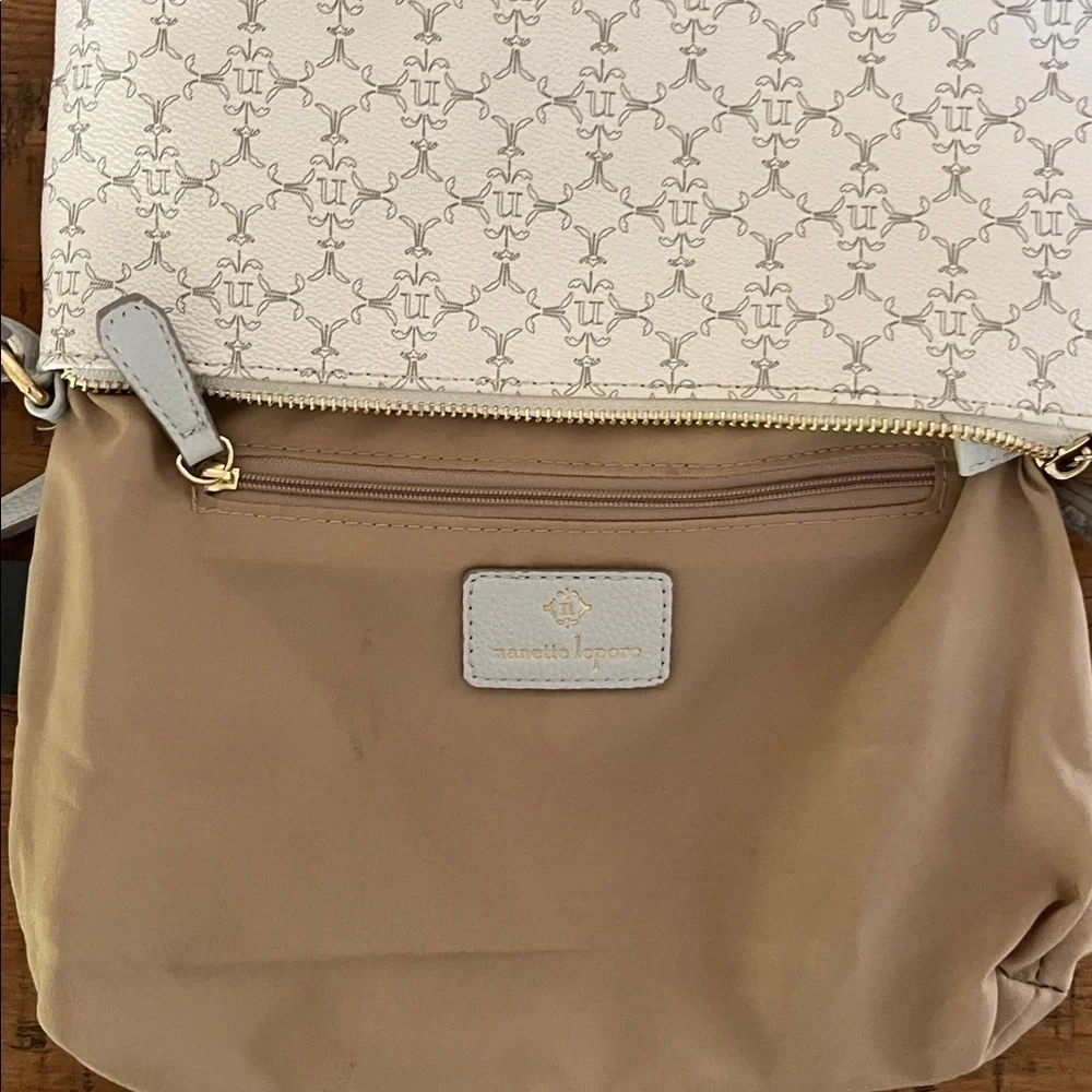 Nanette Lepore Cream and Gray Patterned Crossbody Purse NWOT